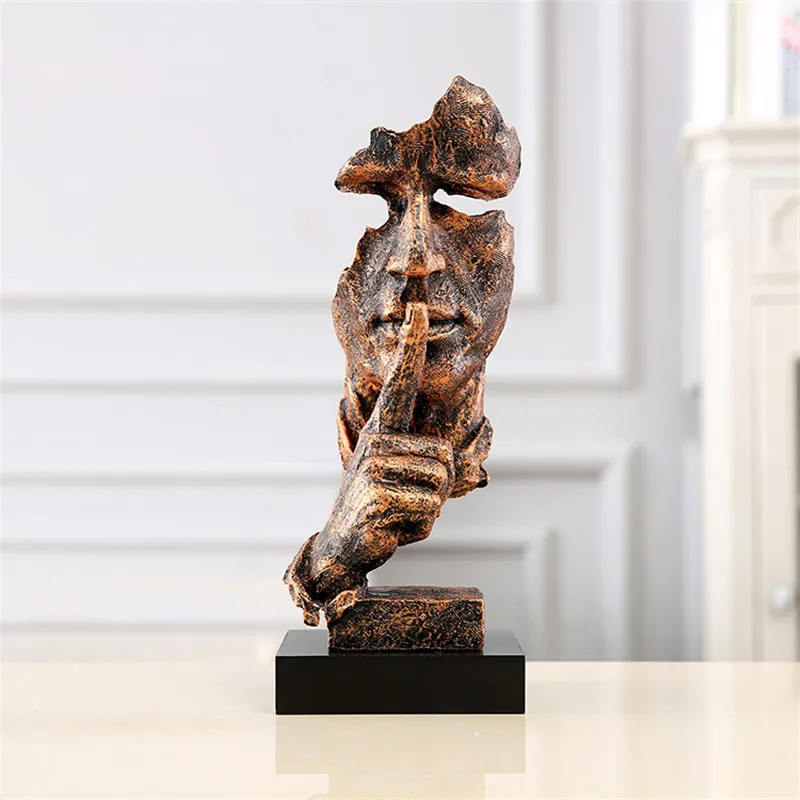 

Retro Figurines Miniatures Creative Abstract Characters Shut up Sculpture Home Desktop Decoration Craft Birthday Christmas Gift
