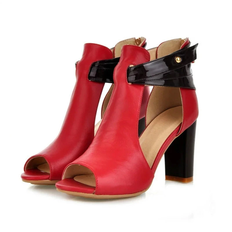 Новые женские туфли-лодочки туфли на высоком каблуке женские свадебные модельные туфли на платформе с открытым носком на высоком каблуке Босоножки женская обувь, большие размеры 34-43 - Цвет: Красный