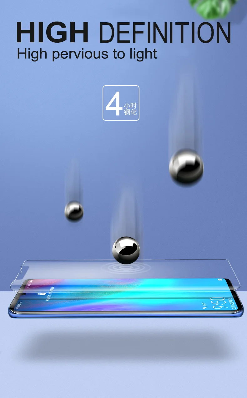 Ультратонкое жидкое закаленное стекло с полным клеем для OnePlus 7 Pro Чехол Защитная пленка для экрана для Huawe P30 Pro mate 20 Pro УФ клеевое стекло