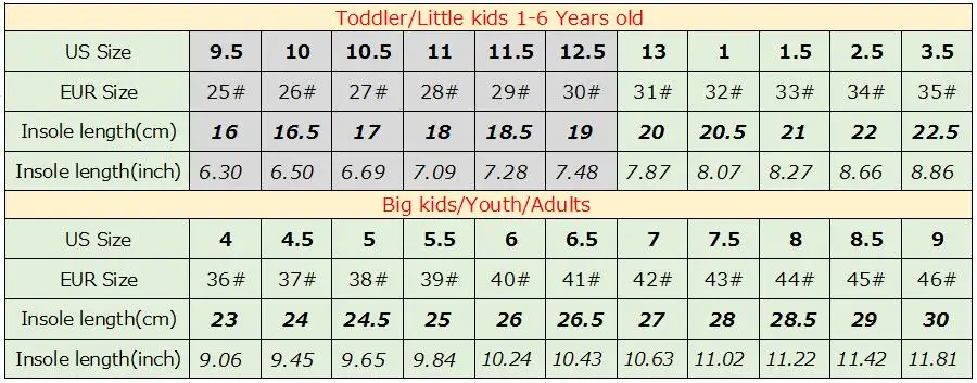 size 6 in women to kids