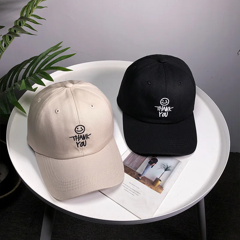 New fashion Korean women baseball cap female wild casual sunscreen cap male smiley cotton soft top visor sun hat men snapback