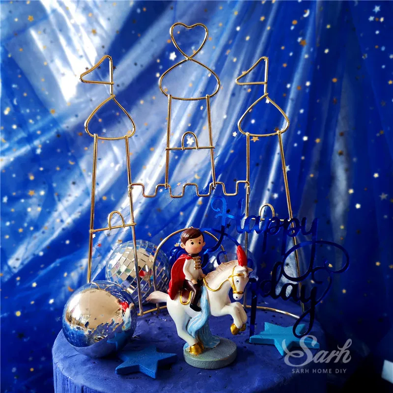 Корона принц супер плащ торт Топпер Верховая езда принц десерт украшение для вечеринка для мальчика день рождение день детей милые подарки