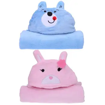 

Comfortable Baby Blanket Animal Cartoon Coral Fleece 3D Hooded Blanket Toddlers Infant Swaddling Newborns Bathrobe Towel
