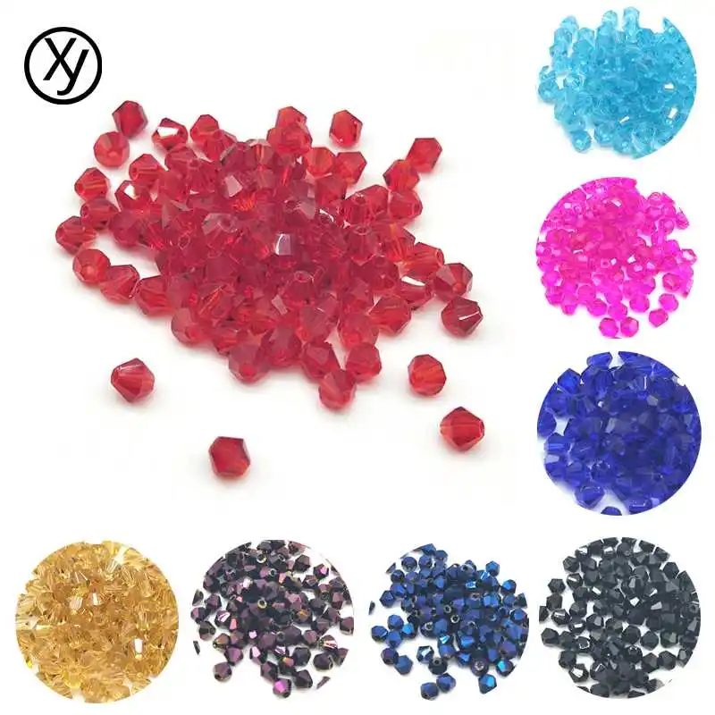 

DIY 4mm 100pcs/lot Cheap Beads Multicolored Faceted Drop Glass Crystal Loose Spacer Beads For Necklace Bracelet Jewelry Making