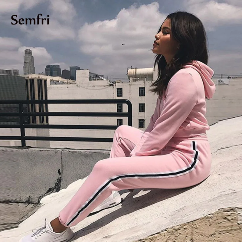 Semfri Tracksuit Set Women 2pcs Hoodie Sweatshirt Crop Top Hoodies+Side Stripe Pants Winter Autumn Clothing Suits Activewear Semfri Tracksuit Set Women 2pcs Hoodie Sweatshirt Crop Top Hoodies+Side Stripe Pants Winter Autumn Clothing Suits Activewear