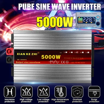 

Solar Inverter Intelligent 5000W Pure Sine Wave DC 12/24/48/60/72V TO AC 220V 50Hz Power Inverter Converter LCD Display