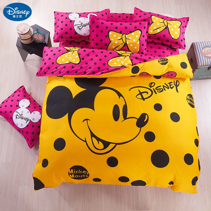 

Disney Mickey mouse Bedding Set Duvet Cover pillowcase Minnie mickey cartoon Children bed set Home textile
