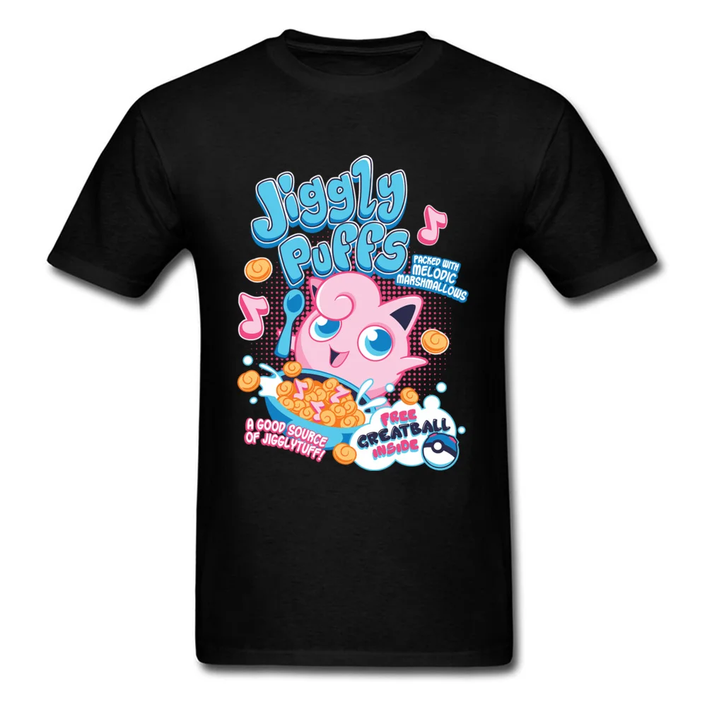 Футболка JigglyPuffs, топы с покемонами, Мужская футболка с аниме, милая Дизайнерская одежда с героями мультфильмов, парная черная футболка, забавная хлопковая футболка - Цвет: Черный