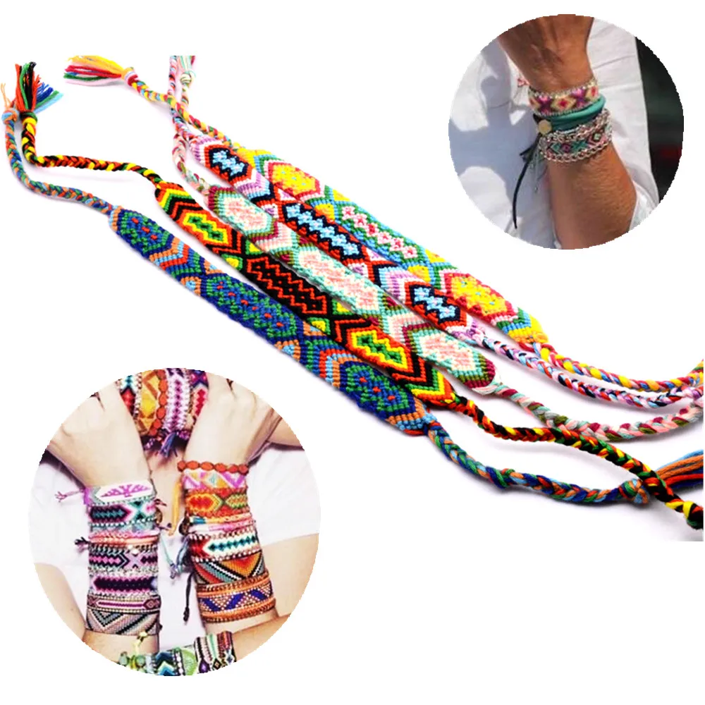 

1 Pc Bohemia Thread Lace Up Bracelet Adjustable Rope String Unisex Women Jewelry