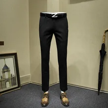 Мужские модельные брюки обтягивающий официальный деловой человек утолщенный костюм брюки свадебная одежда жениха серый черный офисный джентльмен Длинные брюки