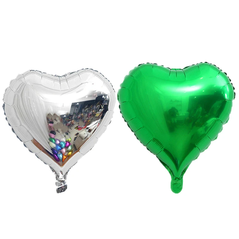 10 шт., 10 дюймов, розовое золото, гелиевые фольгированные шары в виде сердца для свадебного украшения, украшения для дня рождения, Детские шары - Цвет: 5p silver 5p green