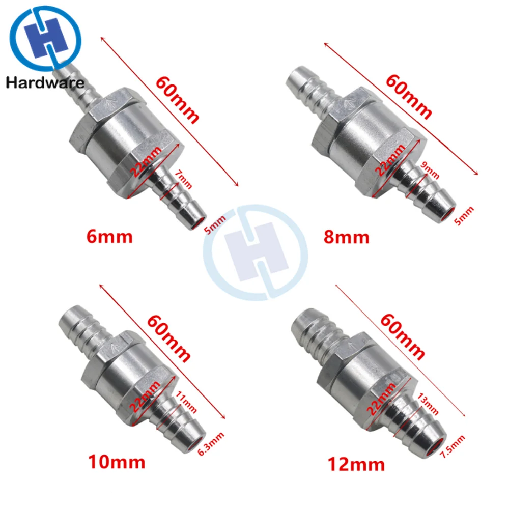 Алюминии Сплав топливным обратным проверочным клапаном в одну сторону бензин дизель 6/8/10/12 мм