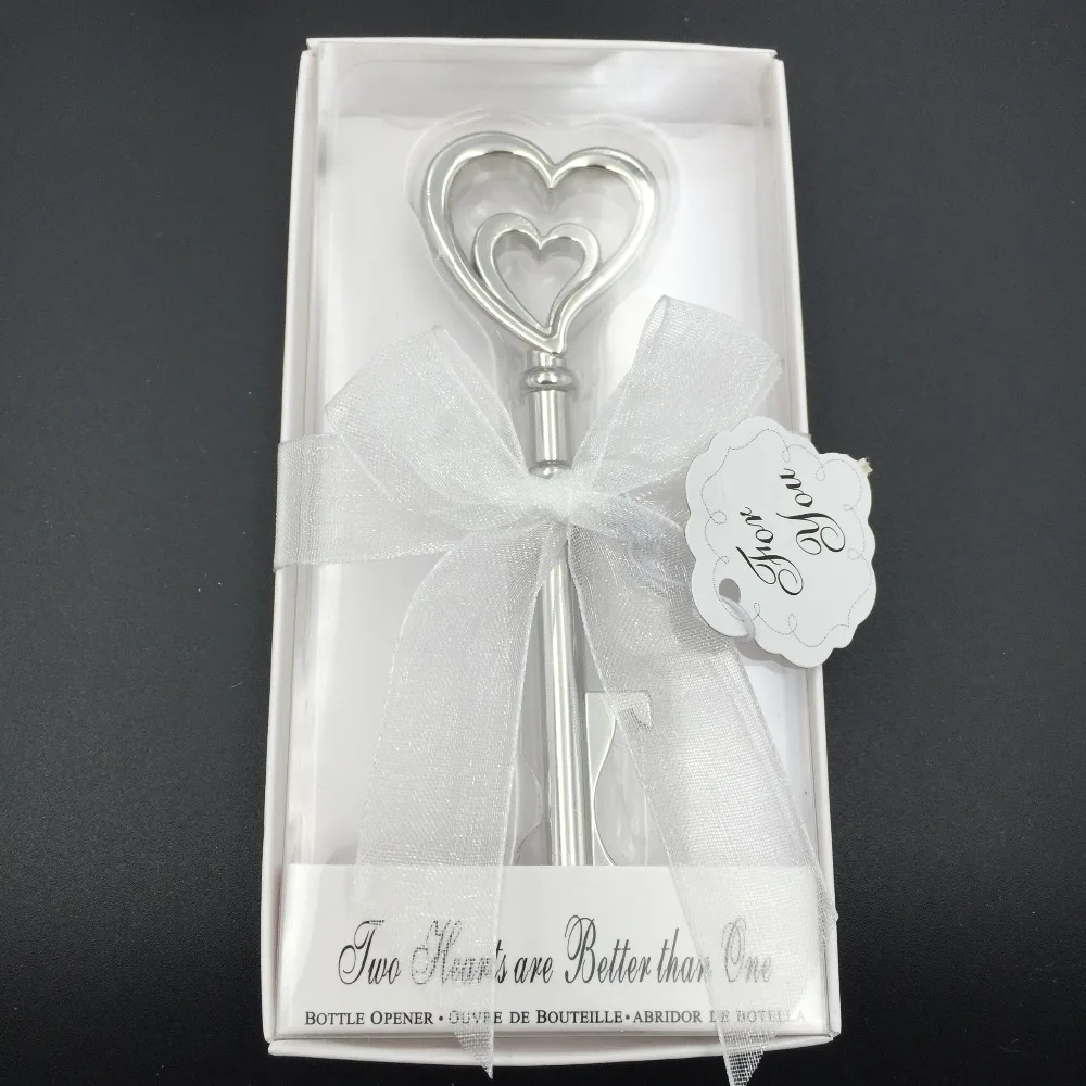 Double Heart Wine Bottle Opener 100pcs Wedding Favors and gift key