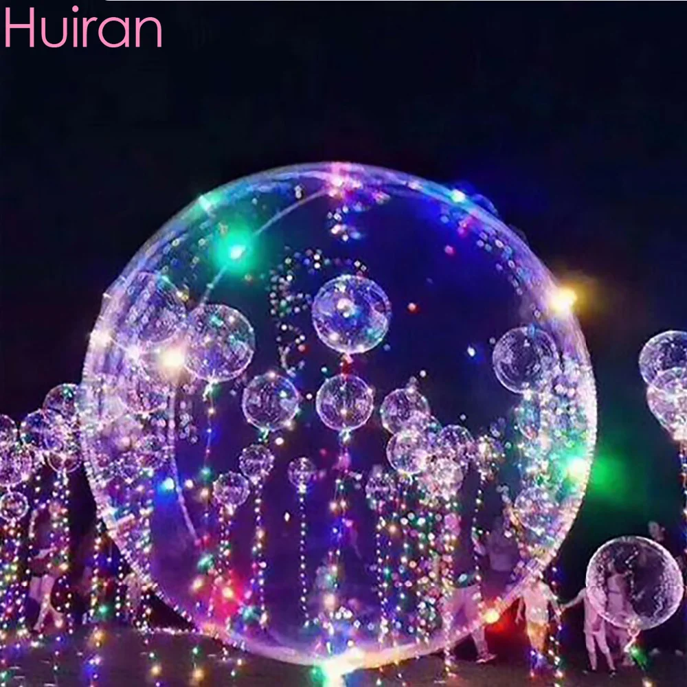 

Huiran 18inch Led Bobo Helium Balloons Big Round Transparent Balloons Wedding Birthday Party Supplies Light Led Bobo Balloons
