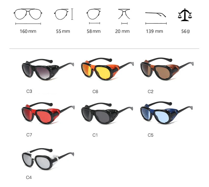 45928 Steam Punk Goggles Windproof Sunglasses Men Women Fashion Shades UV400 Vintage Glasses