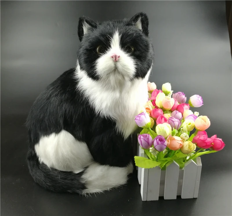 simulation cat plush animal toy realistic cat doll home desktop decoration gift pet kitten model fake cat 27X17X10cm DY80037 (5)