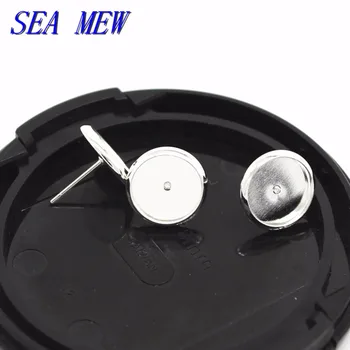 

100PCS Fashion Style Metal Silver color Stud Earrings 8/10/12/14/16mm Cabochon Base Stud Earrings Setting For Jewelry Making