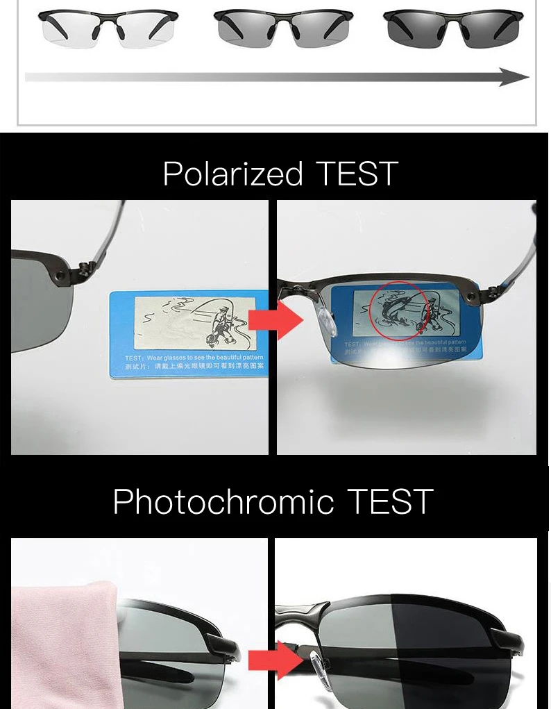 RBEWTP фотохромные поляризационные солнцезащитные очки для мужчин с алюминиевым магниевым каркасом верхние линзы для вождения день и ночное видение очки солнцезащитные очки