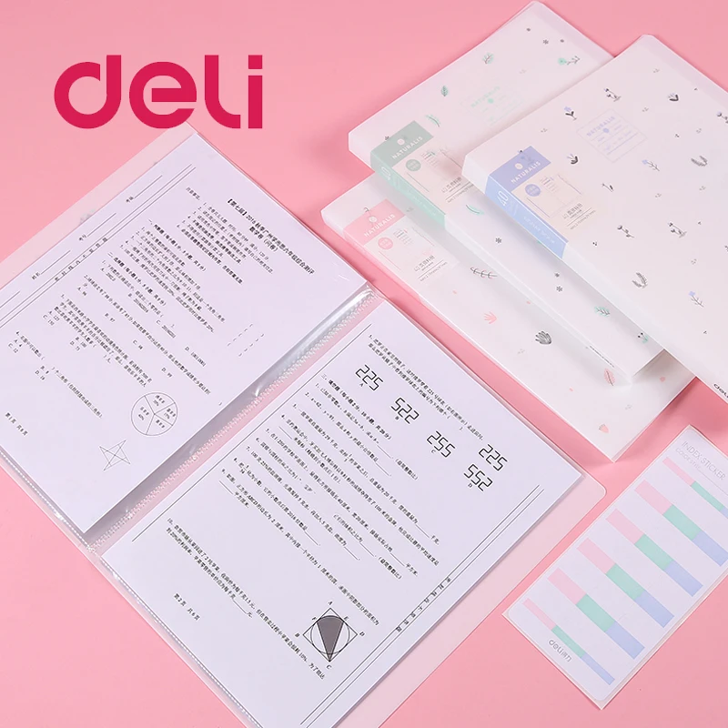 Deli 1 шт. маленькая свежая прозрачная папка формата А4 30/40/60 страниц многослойная
