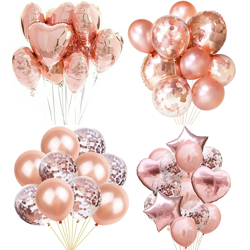 

Rose Gold Balloons Birthday Decorations For Party Kids Adult Confetti Balloon Heart Round Foil Baloon Anniversary Wedding Ballon