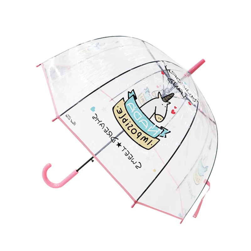SAFEBET детский зонтик с мультяшным рисунком Единорог Прозрачные Зонтики Детский милый Зонт полуавтоматический зонтик Apollo Прямая поставка - Цвет: Unicornpink