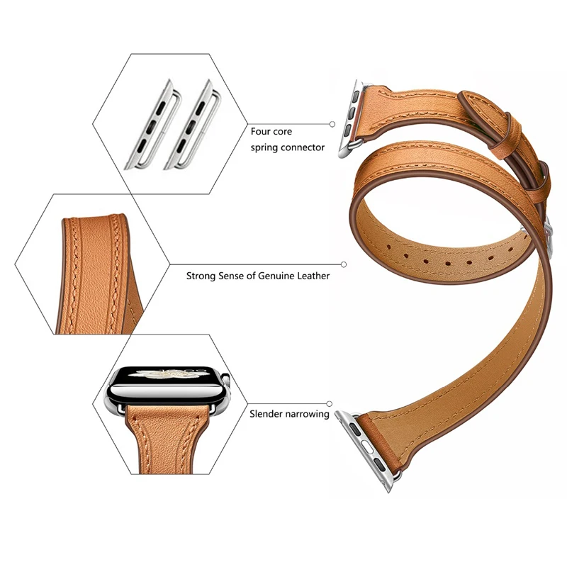 Ремешок из натуральной кожи для apple watch band 38 мм 42 браслет 40 iwatch 4 44 series 3 2 1