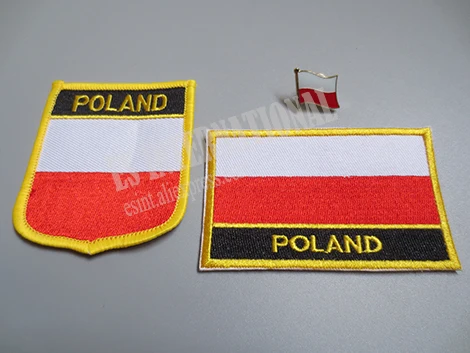 

National Flag Embroidery Patches and Metal Flag Lapel Pin POLAND