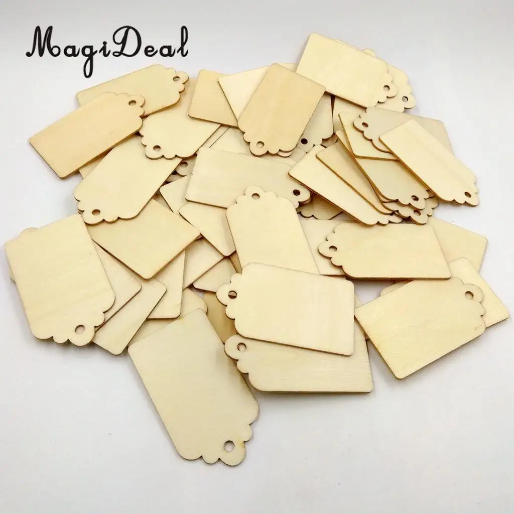 100pcs Unfinished Wood Tags Wooden Gift Tags Hanging for Wine Decor Wedding