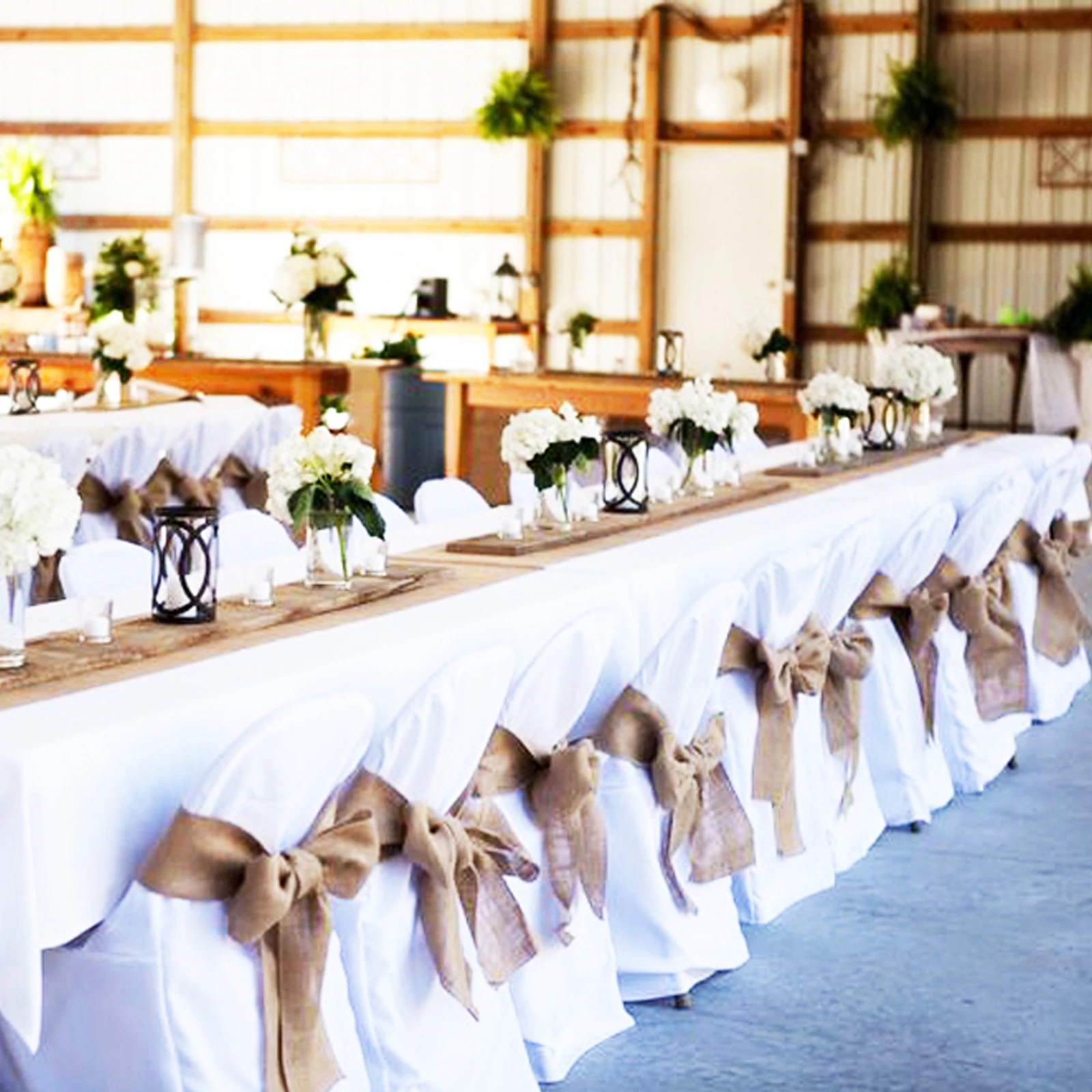 Burlap Chair Sashes Cover jute Tie Bow burlap table runner Burlap Lace