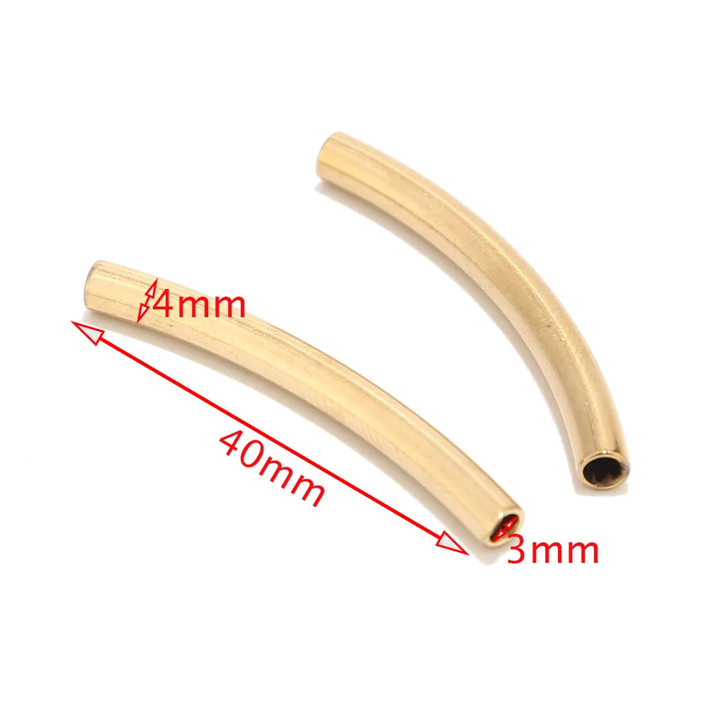 20 шт./лот 40 мм x 6 мм золотого цвета гладкие Длинные изогнутые бусины для изготовления ювелирных изделий своими руками - Цвет: Inside Dia. 3mm