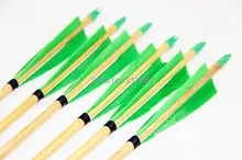Longbowmaker 12PK Green Turkey Feathers Cedar Wood Target Practice Archery Arrows WGTT1