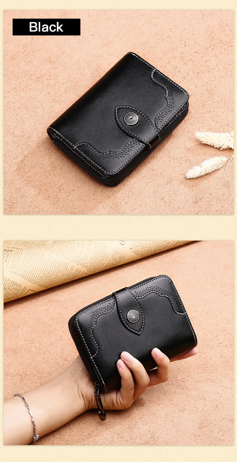 SENDEFN New Wallet Women Purse Brand Coin Purse Zipper Wallet Female Short Wallet Women Split Leather Purse Small Purse