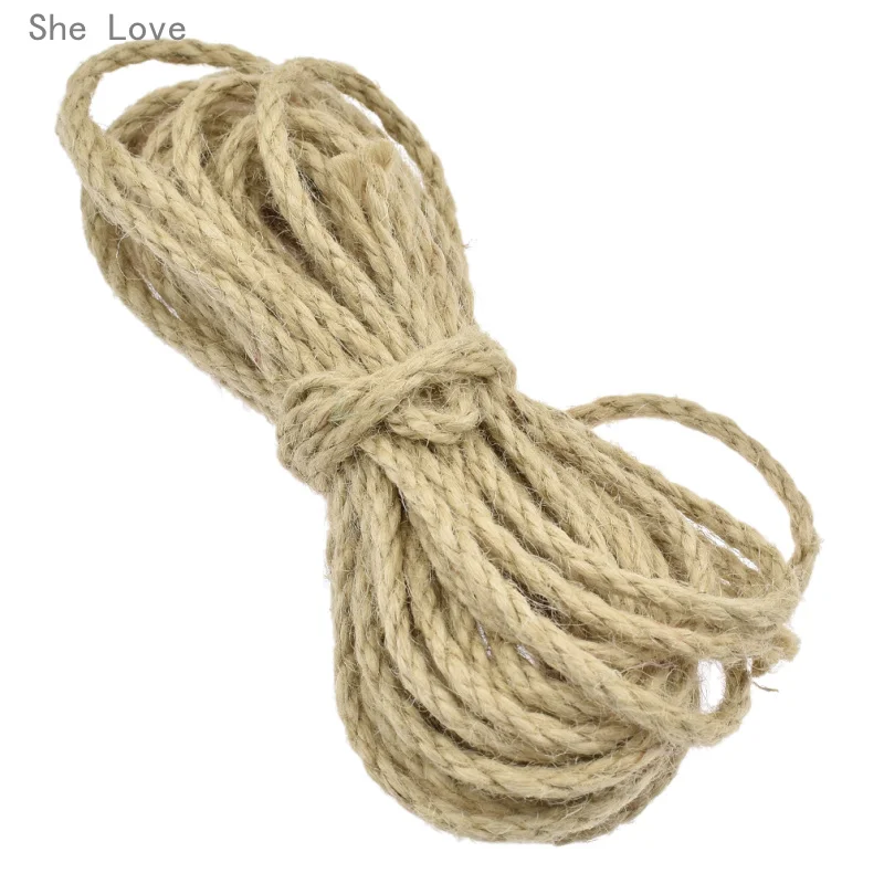 She Love 6mm Natural Hemp Jute Cord Rope String For Jewelry Craft