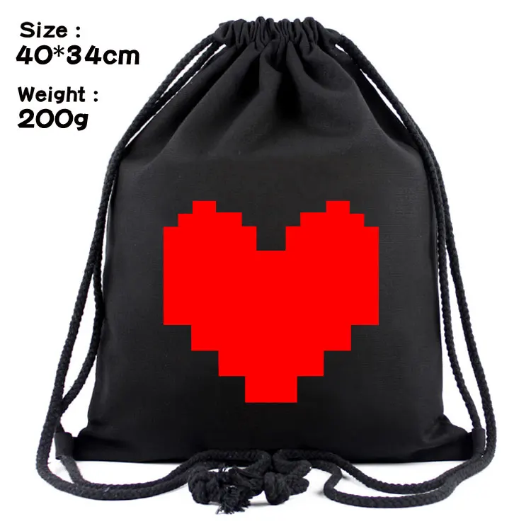 

New Fashion DesignerUndertale Drawstring Bag Canvas Printing Student Schoolbag Boys Girls Casual Travel Gift Bags