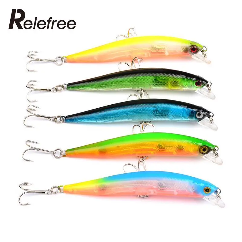 Relefree 1 Pcs Fish Supplies Minnow Sinking Artificial Baits Bass Tackle Fishing Lures Hooks 10cm 8.37g