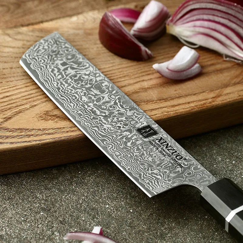 XINZUO 7 дюймов Дамасская сталь японские ножи накири из нержавеющей стали шеф-повара нож для нарезки мяса Pro Мясник Кливер овощные ножи