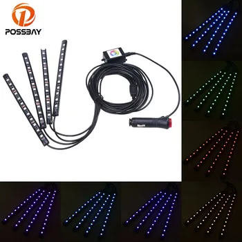 

POSSBAY 4 In1 LED RGB Color Car Footwell Atmosphere Decor Lights Wireless APP Control LED Interior Strip Lights