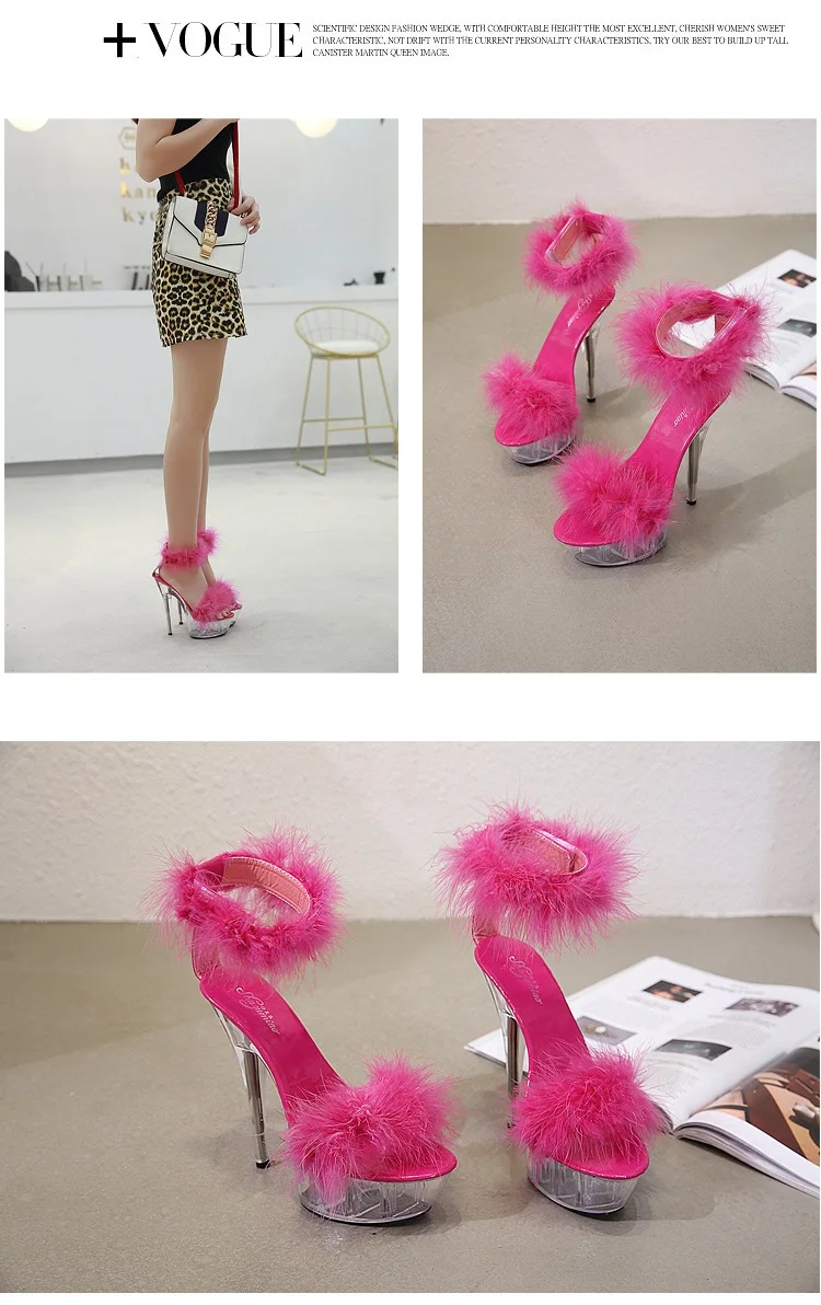 Womens 15cm Fashion Sexy Ladies Black Stiletto Shoes Transparent Crystal White Platform High Heels Sandals Discount3