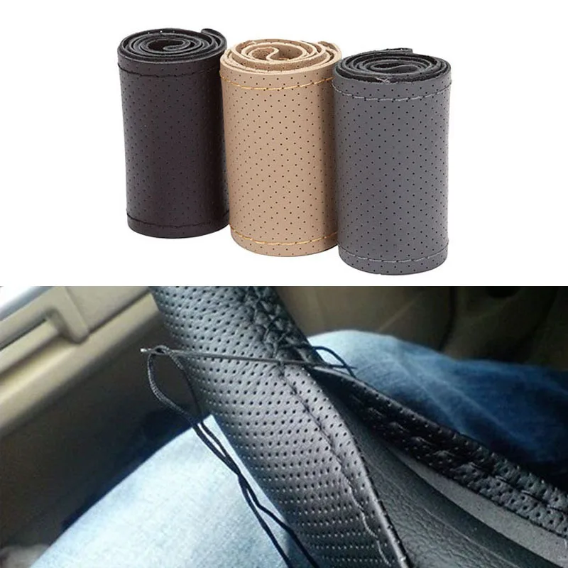 Buy 1pc 38cm hand steering wheel cover car leather