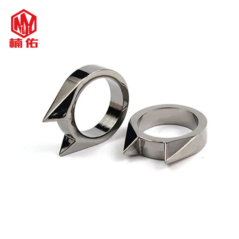 

EDC PortableMini Self-defense Ring Single Finger Buckle Broken Window Alloy Cat Earrings Outdoor Camping Survival Equipment Tool