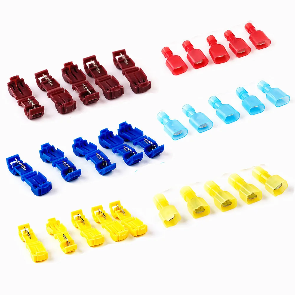 

40Pcs Insulated T Tap Quick Splice Wire Connectors Butt Terminal Spade Crimp Connector Set 0.5-4.0mm2 AWG 22-10