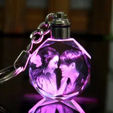 Customized DIY Crystal Keychain Variable Color LED Lighting Crafts Wedding Souvenirs Party Decoration Wedding Favors and Gifts