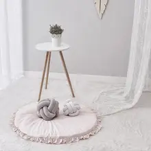 Одноцветный круглый коврик для ползания с рюшами, коврик для детского пола, коврик для сна, подушка, Декор