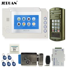 HOME Home 7“ Video Door Phone Intercom System kit 3 TOUCH SCREEN White Monitor +Metal waterproof password HD Mini Camera 1V3