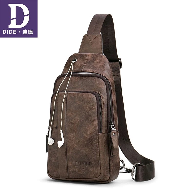 

DIDE Male Chest Bag Waterproof Man Vintage Style men Shoulder Bags 2018 Handbags Casual Leather bags Messenger bag