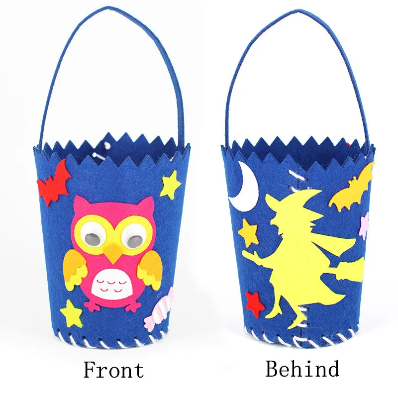 Halloween DIY Goodie Bag Kids Carry Pumpkin Bags Kindergarten Craft Toys DIY Handmade Material Package Candy Basket Props - Цвет: owl