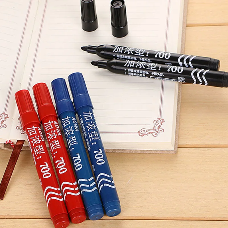 3 pcs Marker Pen Large Capacity Black Red Blue Plastic Oily Waterproof/_Office