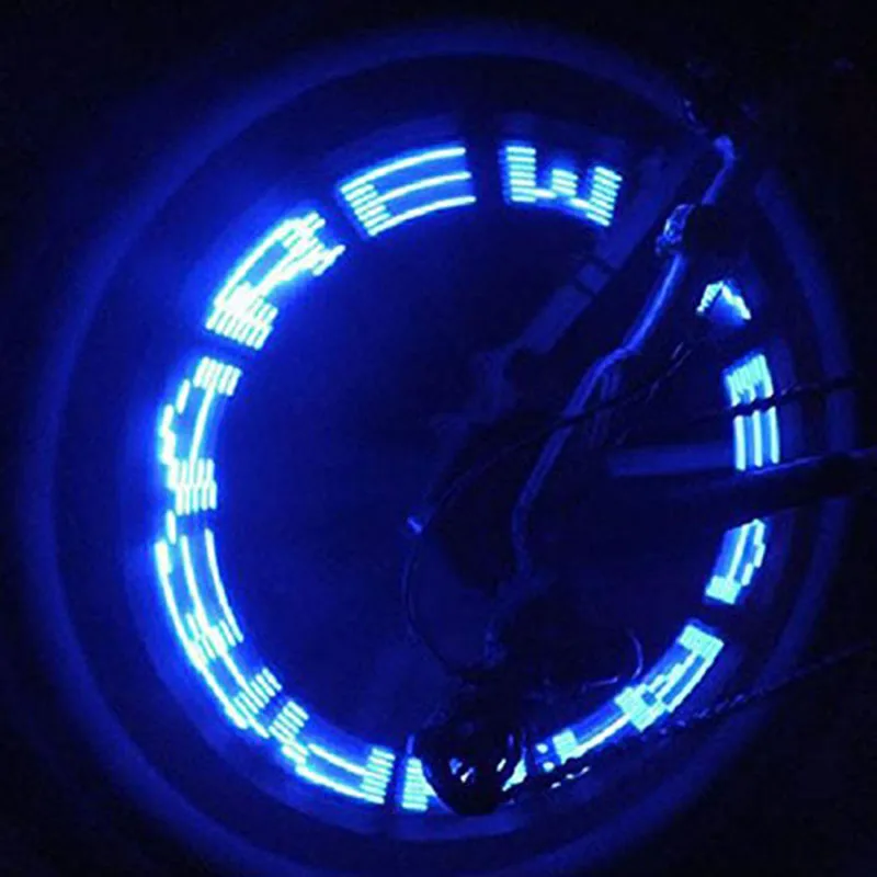 Practical Bike Bicycle Wheel Valve Tire Tyre LED Letter Light Double Sense Waterproof Cycling Bike Tire Blue Flash Light afbeelding