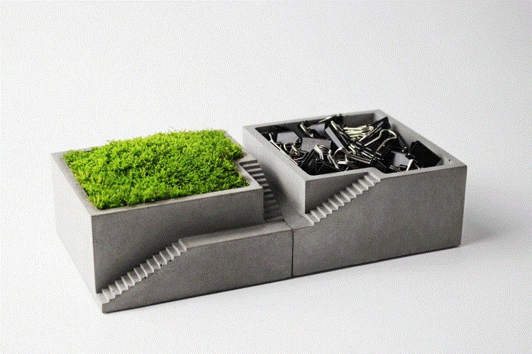 

Moss bonsai silicone mold Concrete Square with stairs desktop cement multi-flower pots for decoration