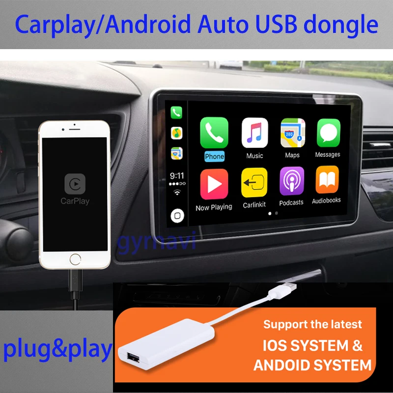 IOS carplay usb dongle android auto link for android car dvd device use touch screen voice